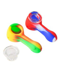 3.5" Silicone Pipe w/ Glass Bowl Rainbow