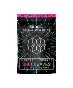 THC GUMMIES – DELTA 8 GUMMIES – ELECTRIC LEMONADE SHOCKWAVES SOUR BELTS – 500MG – BY HI ON NATURE